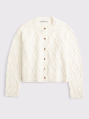 Cable-Knit Crew Cardigan